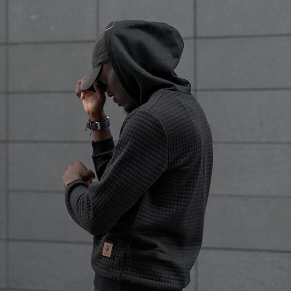 COOFANDY Men’s Jacquard Drawstring Pullover Hoodie - Picture 3 of 3